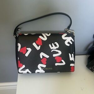 Love Moschino Black and Red Love Print Clutch